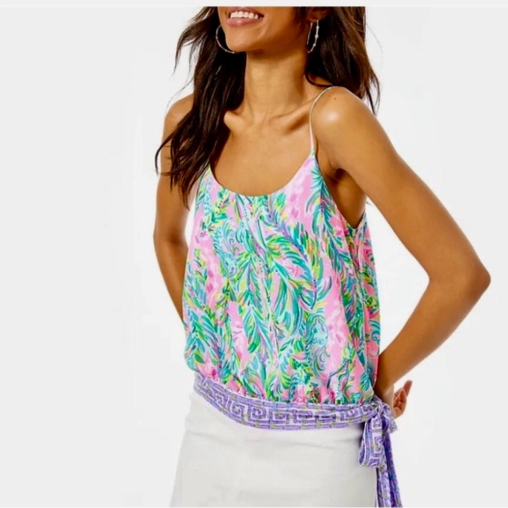 Lilly Pulitzer Ainsley Side Tie Top Unicorn of the Sea XL Pink Purple coral reef